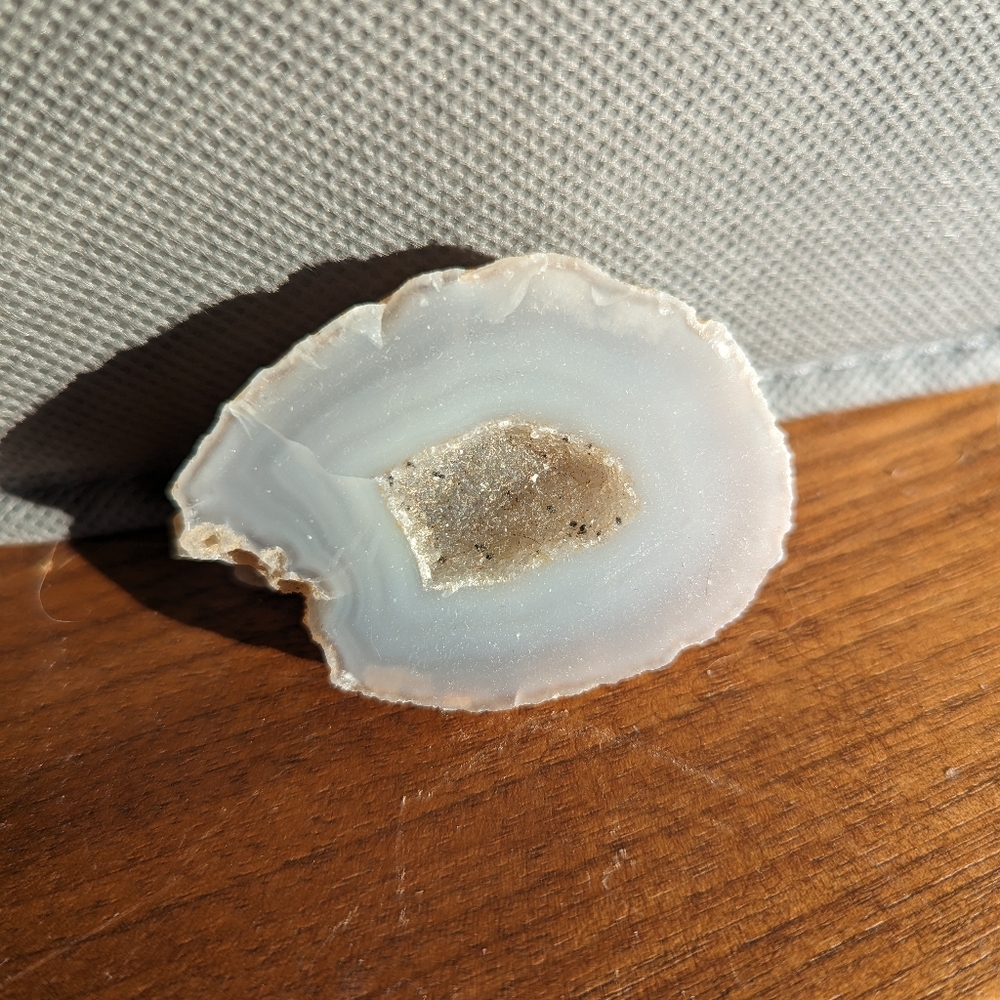 Beautiful Agate Geode Slice with Drusy Quartz Center